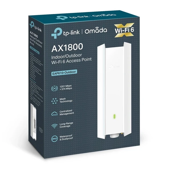 Tp-lınk Omada Eap610-outdoor Ax1800 Dual Band Wıfı6 1xgbıt Rj45 574mbps/2.4ghz/1201mbps/5ghz Access Poınt (adaptörlü) ürün görseli 1