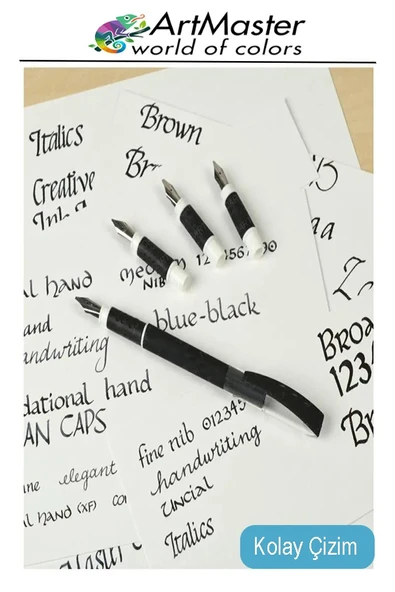 Kaligrafi Dolma Kalem Seti 4 lü 1 Paket Calligraphy Kalem Seti Hat Yazma Tasarım Sanat Kalemi Hattat - Resim 3