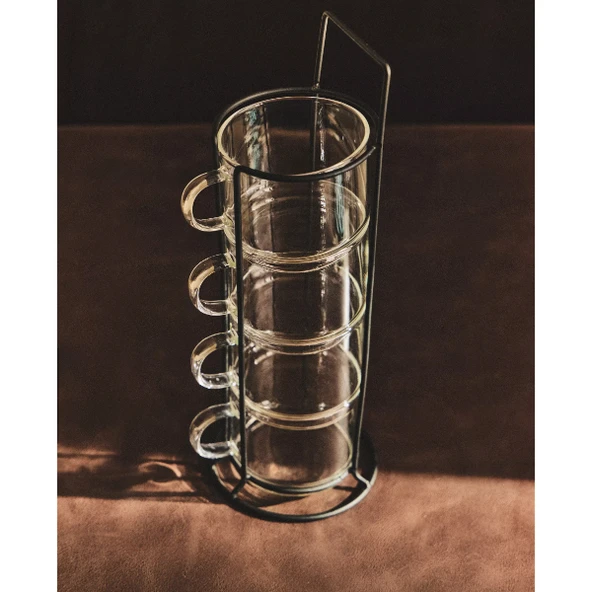 Standlı Borosilikat 4'lü Fincan Seti - Resim 5