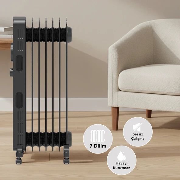 Kumtel 7 Dilim Siyah Radyatör KUM-1220S - Resim 5