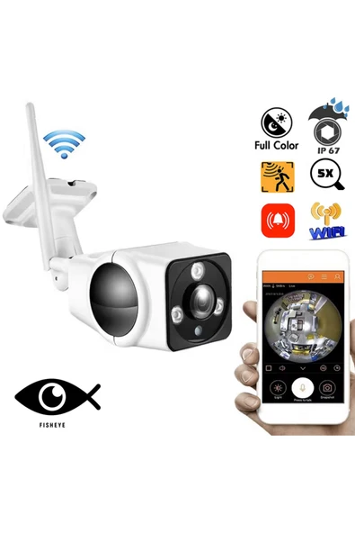 Venas 3mp full HD Kablosuz Wifi iç ve Dış mekan Balık gözü sd karta kayıt yapan Güvenlik Kamerası - Resim 6