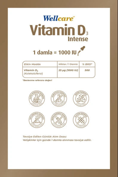 Wellcare Vitamin D3 Intense 1000 IU 12 ml - Resim 2