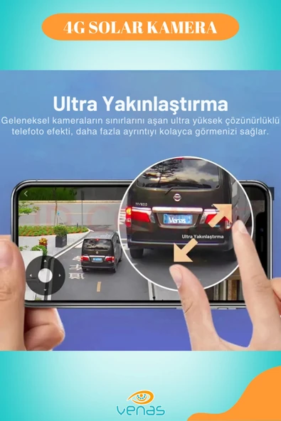 Venas 4G Sim Kartlı Solar güneş Enerjili Full HD Çift Kameralı Extra ledli Akıllı Smart Güvenlik Kamerası - Resim 2