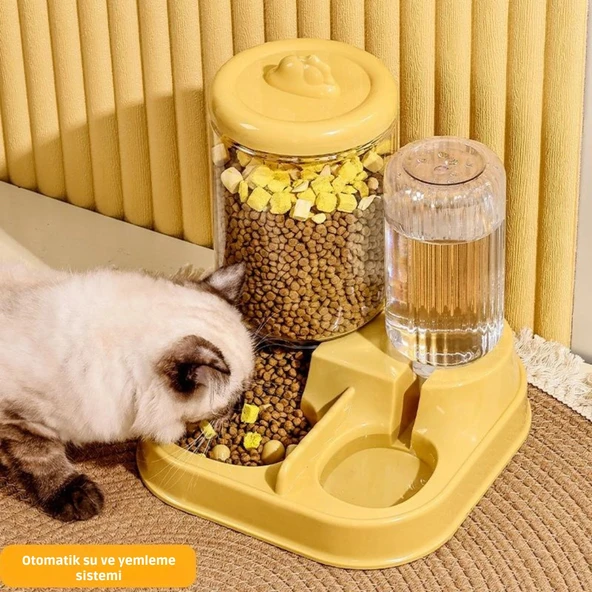 ShopyTech Otomatik Kedi Köpek Mama ve Su Kabı 2,8 Litre Kuru Mama Haznesi 1 Litre Otomatik Su Dağıtıcılı Yavaş Beslemeli - Resim 2