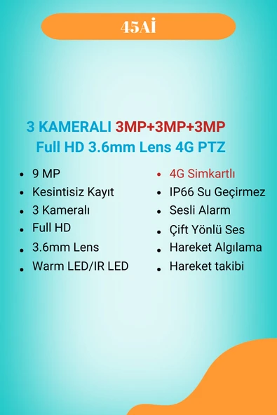 Venas 3 Kameralı 4g Sim Kart Ile Ve 12 Volt Adaptör Ile Çalışan 9mp Telefona Kurulan Güvenlik Kamerası - Resim 2
