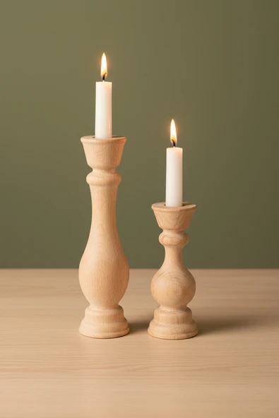 Ahşap Dekoratif Mumluk 2'li Calm - Resim 4