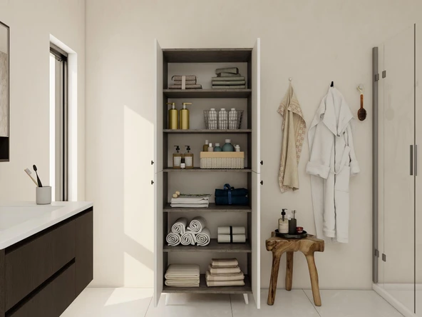 Vadi Çok Amaçlı Banyo/Kiler Dolabı Hanoi-Beyaz Renk - Resim 3