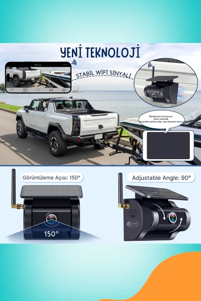 Venas 1080P FULL HD KENDİLİĞİNDEN BATARYALI GÜNEŞ PANELLİ MIKNATISLI WİFİ ARAÇ KAMERASI. - Resim 2