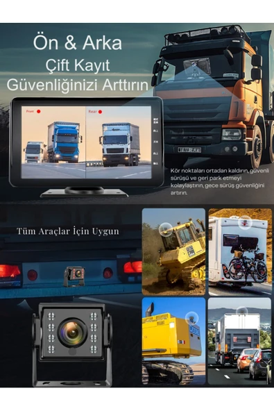 Venas 7 İNÇ DOKUNMATİK EKRANLI ÇİFT KAMERALI 1080p uLTRA HD KABLOSUZ ARAÇ KAMERASI - Resim 4