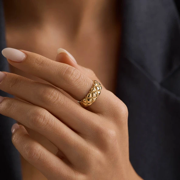 Elegant Line 14 Ayar Altın Yüzük 7mm - Resim 2