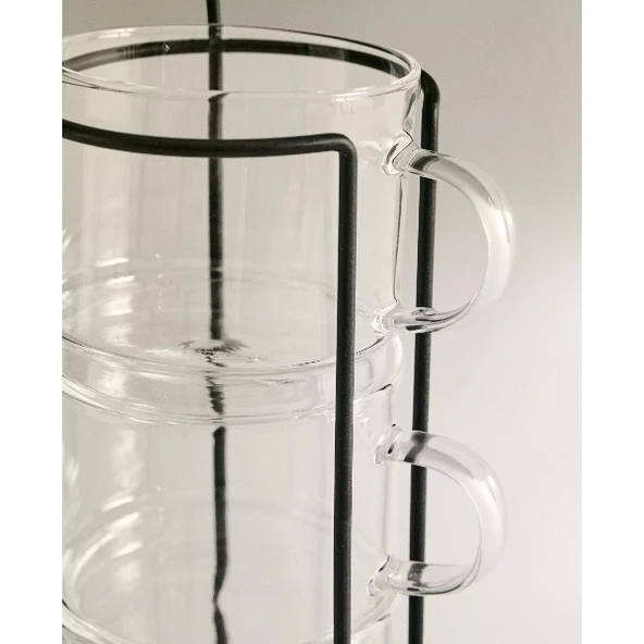 Standlı Borosilikat 4'lü Fincan Seti - Resim 4