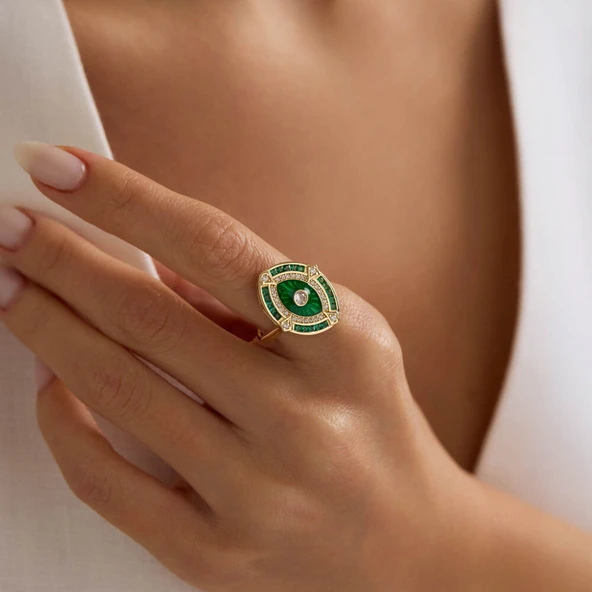 Emerald Vision 14 Ayar Altın Yüzük - Resim 3