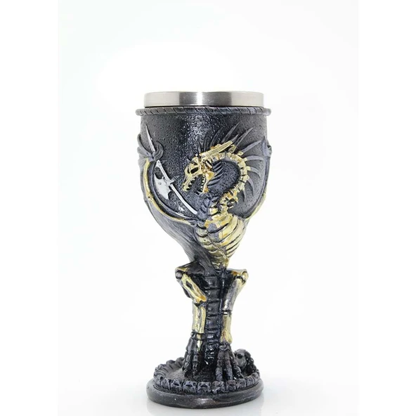 Ejderha Tasarımlı Paslanmaz Çelik Kadeh Bardak - Resim 2