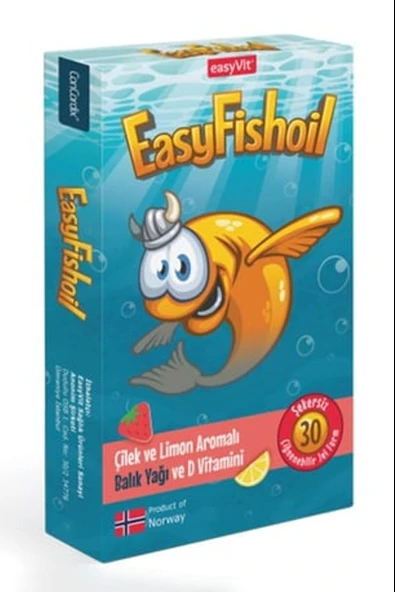 EasyFishoil Çocuk Çilek ve Limon Aromalı 30 Çiğneme Tableti ürün görseli