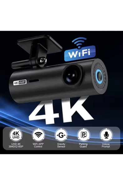 Venas Geniş açı 4K ön 1080p Full HD Arka 2 Kameralı wifi Hafıza kartına kayıtlı araç kamerası - Resim 2