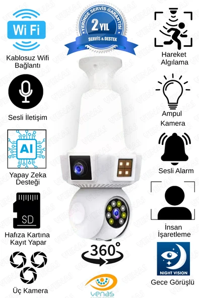 Venas Kablosuz Wifi İle Çalışan Güvenlik Kamerası ürün görseli