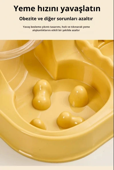 ShopyTech Otomatik Kedi Köpek Mama ve Su Kabı 2,8 Litre Kuru Mama Haznesi 1 Litre Otomatik Su Dağıtıcılı Yavaş Beslemeli - Resim 5