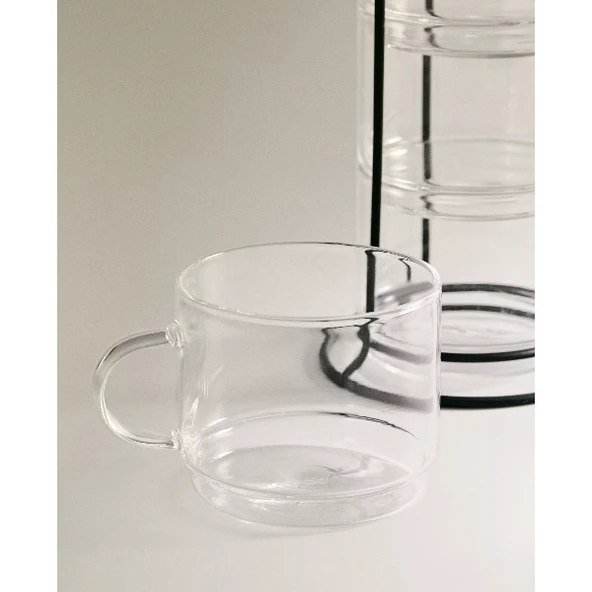 Standlı Borosilikat 4'lü Fincan Seti - Resim 2