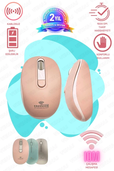 Venas Kablosuz Wireless Mouse Pembe ürün görseli