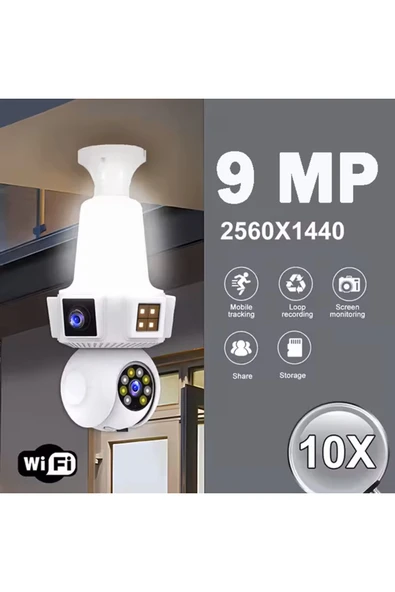 Venas 3 Kameralı duy ile çalışan 360° Dönebilir Geniş açı Hareketi bildiren Ampul Kamera - Resim 5