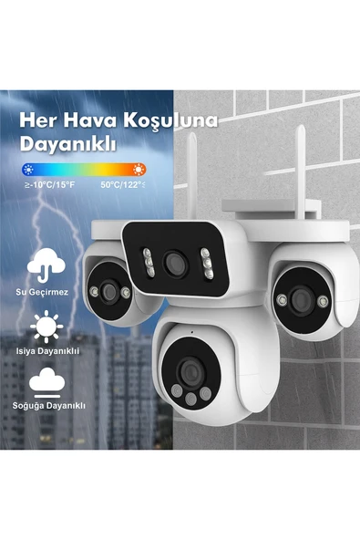 Venas 4 Kameralı 8MP 4K WiFi Güvenlik Kamerası – Renkli Gece Görüş IP66 - Resim 2