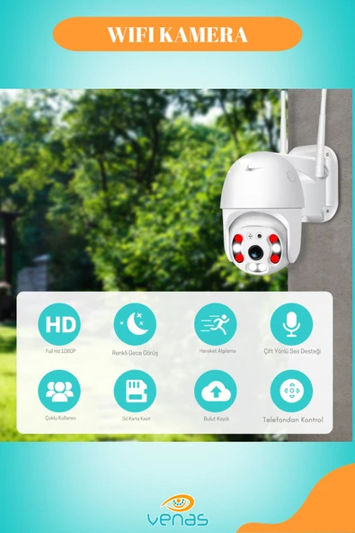 RADEX Ultra Hd 4k 4mp Alarmlı Hareket Takipli Kablosuz Wifi  Dış Ortam Akıllı Güvenlik Kamerası - Resim 3