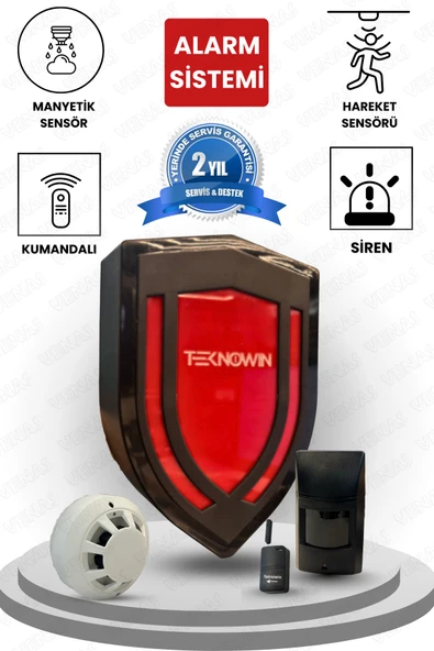 Venas Profesyonel Kablosuz Alarm Sistemi – Manyetik + Hareket + Duman Sensörlü ürün görseli