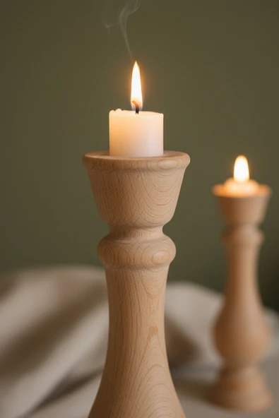 Ahşap Dekoratif Mumluk 2'li Calm - Resim 3