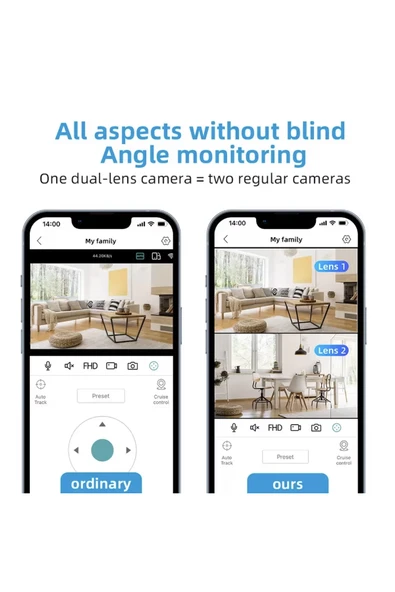 Venas Çift Kameralı gece renkli görüşlü 6 mp Full HD Bebek, Evcil Hayvan, Bakıcı ev güvenlik kamerası - Resim 4