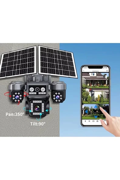 Venas 4G Solar 4 Lens Güvenlik Kamerası 12MP – Renkli Gece Görüş, IP66, Hediyeli SD Kart ve SIM Kart - Resim 4