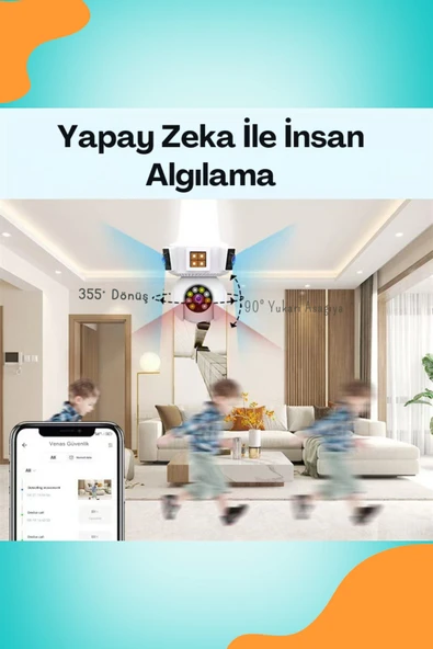 Venas 3 Kameralı duy ile çalışan 360° Dönebilir Geniş açı Hareketi bildiren Ampul Kamera - Resim 2