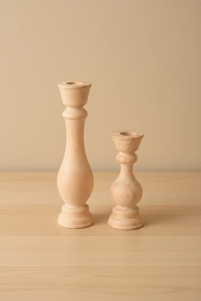 Ahşap Dekoratif Mumluk 2'li Calm - Resim 5