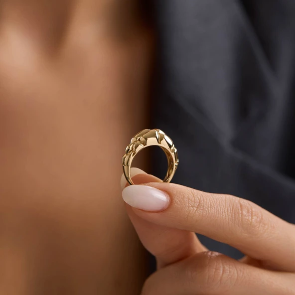 Minimal Glow 14 Ayar Altın Yüzük - Resim 2