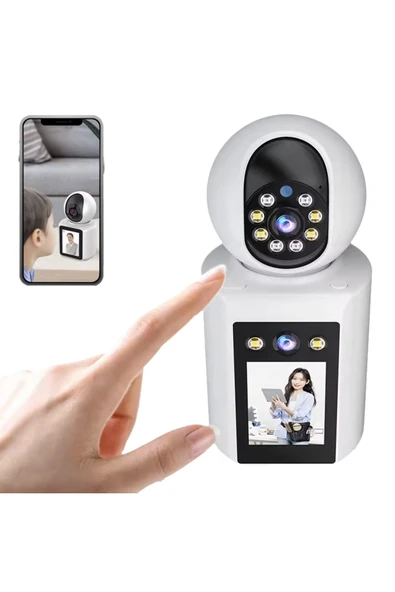 Venas Çift kameralı Monitörlü Full HD Alarmlı ev ofis bebek Güvenlik kamerası - Resim 4