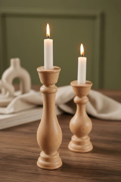 Ahşap Dekoratif Mumluk 2'li Calm ürün görseli 1