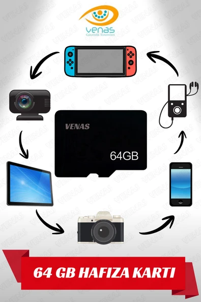 Venas Ultra 64 GB UHS-3 Class 10 A++ KALİTE 64G- Micro SD Kart - Resim 2