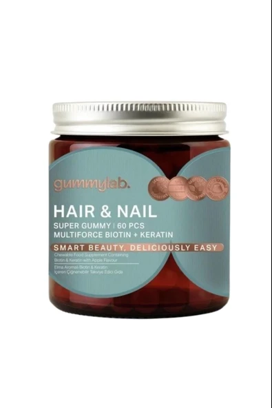 Gummy Lab Hair & Nail Elma Aromalı 60 Gummies ürün görseli