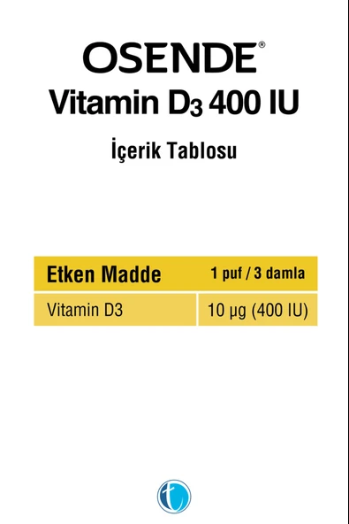 Osende Vitamin D3 400 IU Sprey 20 ml - Resim 2
