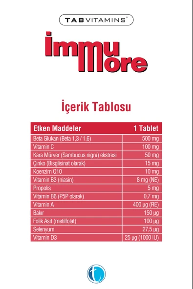 Tabvitamins İmmumore 30 Tablet - Resim 2