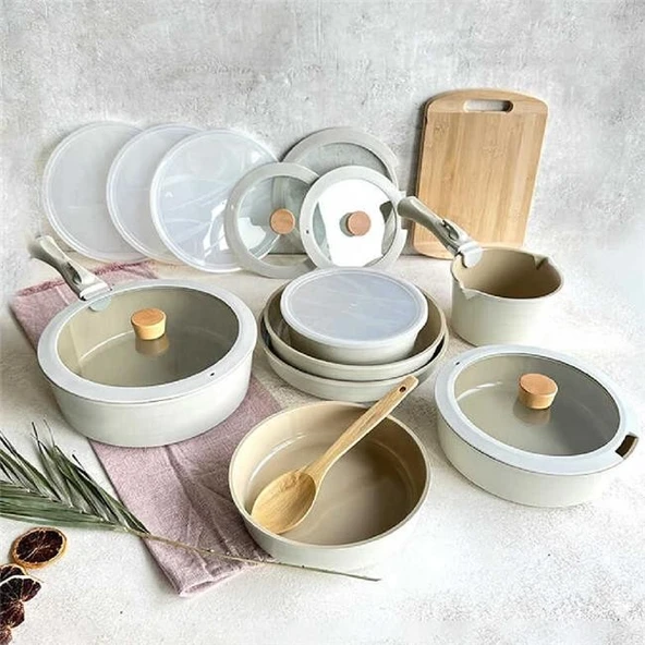 Neoflam Midas Set Bej Indüksiyon 18 Parça ürün görseli