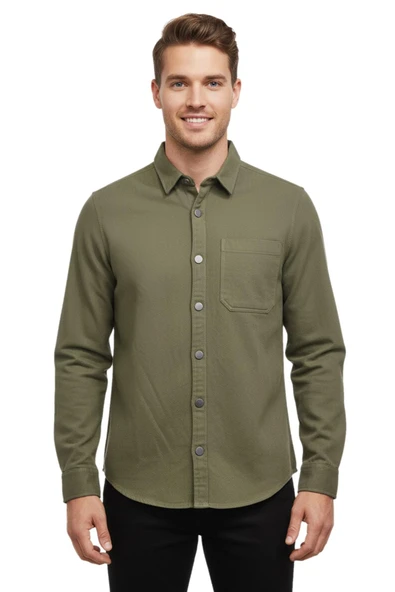 Erkek Spor Silim Fit Kanvas Tek Cepli Gömlek BGL-ST04955 - Resim 2