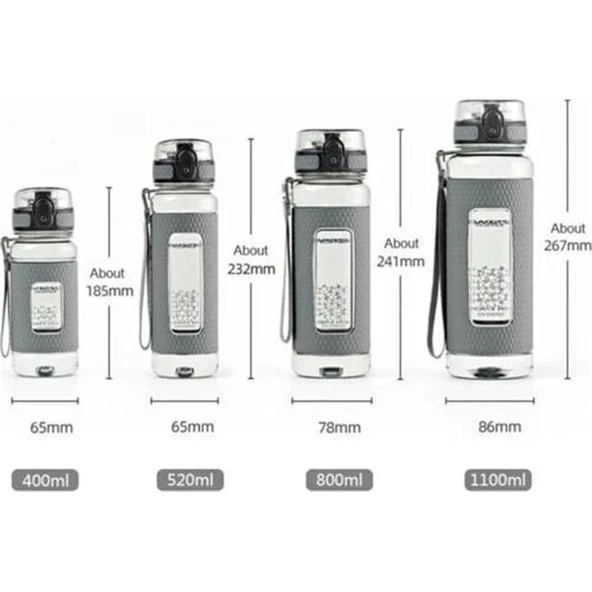 Uzspace 800ml Tritan Su Matarası Silikon Korumalı Kaydırmaz Gövde Pudra Pembe - Resim 2