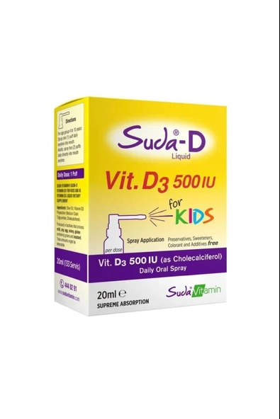 Suda Vitamin D3 For Kids 20ml ürün görseli