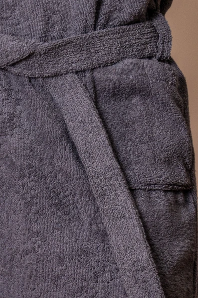 Varol İhracat Fazlası Stok Antrasit Bornoz – Yüksek Gramajlı Premium Dokuma L/XL - Resim 3