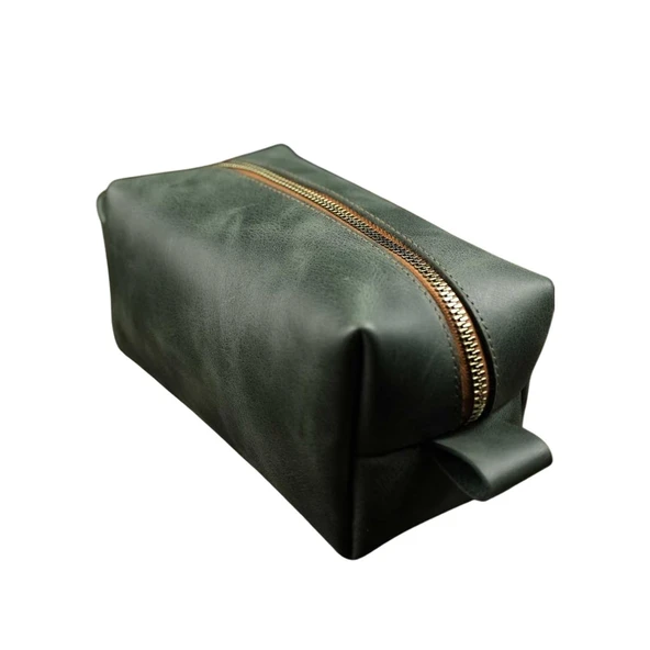 BİDERİ PERGE HAKİKİ DERİ EL ÇANTASI YEŞİL ürün görseli 1