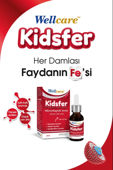 Wellcare Kidsfer Mikroenkapsüle Demir Takviye Edici Gıda 30 ml - Resim 3
