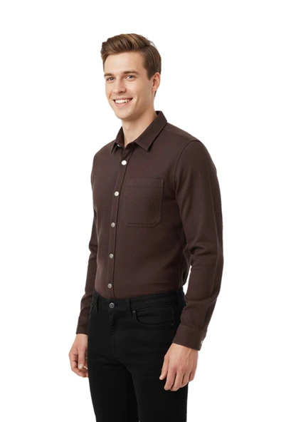 Erkek Spor Silim Fit Kanvas Tek Cepli Gömlek BGL-ST04955 - Resim 7