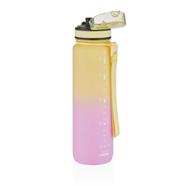Uzspace 1000ml Büyük Boy Çift Renk Softtouch Ff Collection Tritan Su Matarası Sarı-Pembe - Resim 2