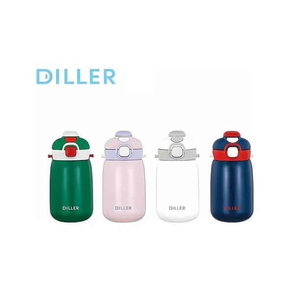 Diller 420ml Pipetli Askılı Çelik Lacivert Çocuk Termos Matara 6 Saat Sıcak/soğuk Tutma Süresi - Resim 3