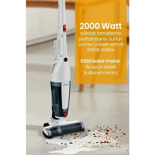 Goldmaster GM-7545 Joker Beyaz Dik Elektrikli Süpürge – 3 Fonksiyon, 1 L Toz Haznesi, Torbasız ve Güçlü Emiş - Resim 10